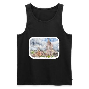 San Miguel De Allende Mexique Aquarelle Esquisse Dra - Débardeur bio Premium Homme - noir - Devant - Michal (187cm)