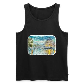 Berlin Allemagne Aquarelle Esquisse Dessinée Peinture - Débardeur bio Premium Homme - noir - Devant - AI Model Male 178 light (178cm)