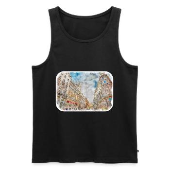 Barcelone Espagne Aquarelle Esquisse Dessin Dessiné - Débardeur bio Premium Homme - noir - Devant - Michal (187cm)