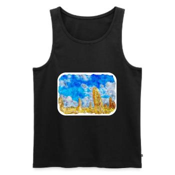 Australie Aquarelle Esquisse Dessinée à la Main Peinture - Débardeur bio Premium Homme - noir - Devant - Michal (187cm)