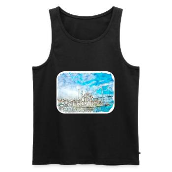 Istanbul Turkey Watercolor Sketch Draw Drawing - Men's Premium Organic Tank Top - black - Front - Michal (187cm)