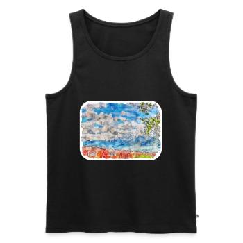 Canada Aquarelle Sketch Illustration dessinée à la main - Débardeur bio Premium Homme - noir - Devant - Michal (187cm)