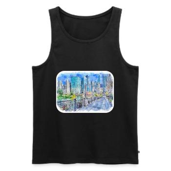 Chicago USA Watercolor Sketch Drawn Illustration - Men's Premium Organic Tank Top - black - Front - Michal (187cm)