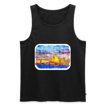 Sydney Australie Aquarelle Sketch Illustration - Débardeur bio Premium Homme - noir - Devant - AI Model Male 178 light (178cm)