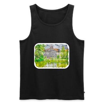 Allemagne Aquarelle Esquisse Dessinée à la main Illustration - Débardeur bio Premium Homme - noir - Devant - Michal (187cm)