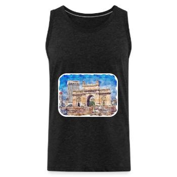 Mumbai Indien Aquarell Skizze gezeichnetes Gemälde - Männer Premium Bio Tank Top - Anthrazit - Vorne - Alexander (188cm)