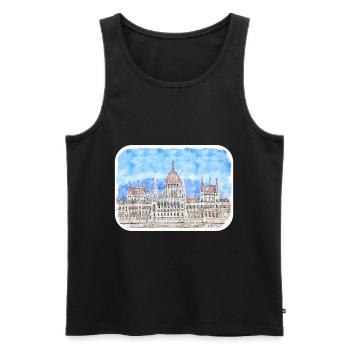Budapest Ungarn Aquarell Skizze Zeichnung Zeichnung - Männer Premium Bio Tank Top - Schwarz - Vorne - AI Model Male 178 light (178cm)
