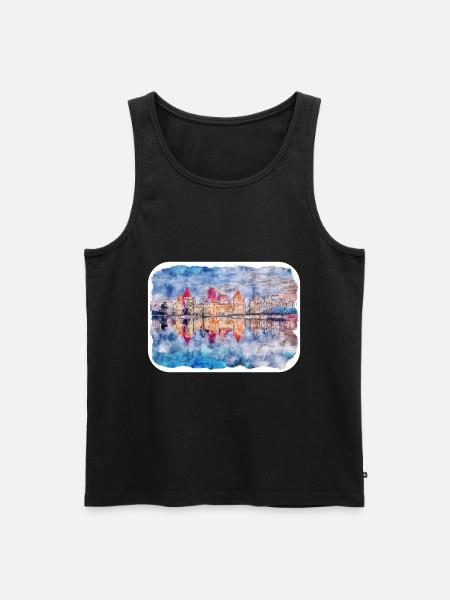 Illustration de l’esquisse à l’aquarelle de monument de Lituanie - Débardeur bio Premium Homme - noir