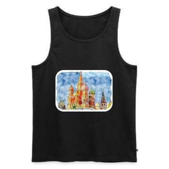 Moscou Russie Aquarelle Esquisse Dessin Dessiné - Débardeur bio Premium Homme - noir - Devant - Michal (187cm)