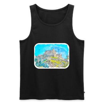 Edinburgh Schottland UK Aquarell Skizze gezeichnet Schmerz - Männer Premium Bio Tank Top - Schwarz - Vorne - Michal (187cm)