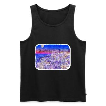 Santorin Grèce Aquarelle Sketch Illustration - Débardeur bio Premium Homme - noir - Devant - Michal (187cm)