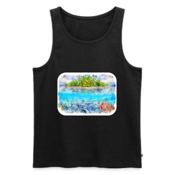 Maldives Watercolor Sketch Hand Drawn Illustration - Men's Premium Organic Tank Top - black - Front - Michal (187cm)