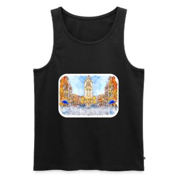 Italy Watercolor Sketch Hand Drawn Illustration - Men's Premium Organic Tank Top - black - Front - Michal (187cm)