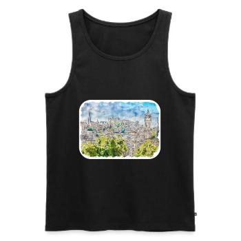 Edinburgh Schottland UK Aquarell Skizze gezeichnet Schmerz - Männer Premium Bio Tank Top - Schwarz - Vorne - Michal (187cm)