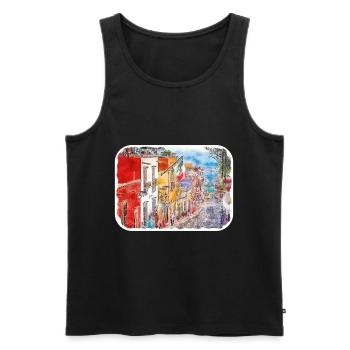 San Miguel De Allende Mexique Aquarelle Esquisse Dra - Débardeur bio Premium Homme - noir - Devant - Michal (187cm)