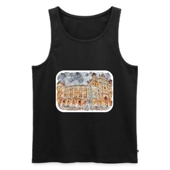 Madrid Spain Watercolor Sketch Drawn Painting - Men's Premium Organic Tank Top - black - Front - AI Model Male 178 light (178cm)
