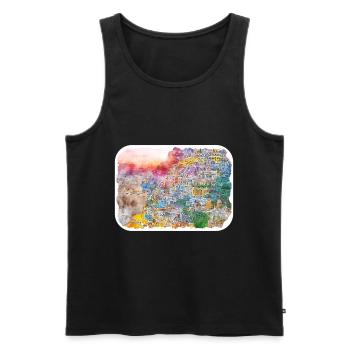 Positano Italie Aquarelle Esquisse Dessinée Illustratio - Débardeur bio Premium Homme - noir - Devant - Michal (187cm)