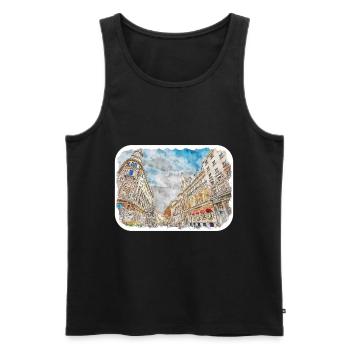 Madrid Spain Watercolor Sketch Painting Drawing - Men's Premium Organic Tank Top - black - Front - AI Model Male 178 light (178cm)