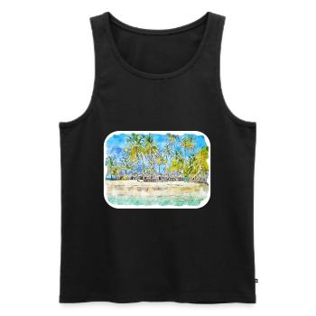 Maldives Watercolor Sketch Hand Drawn Illustration - Men's Premium Organic Tank Top - black - Front - Michal (187cm)