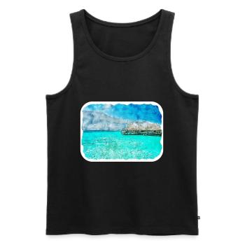 Maldives Watercolor Sketch Hand Drawn Illustration - Men's Premium Organic Tank Top - black - Front - Michal (187cm)
