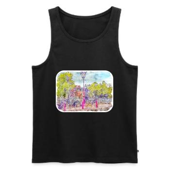 Amsterdam Netherlands Watercolor Sketch Painting - Men's Premium Organic Tank Top - black - Front - Michal (187cm)