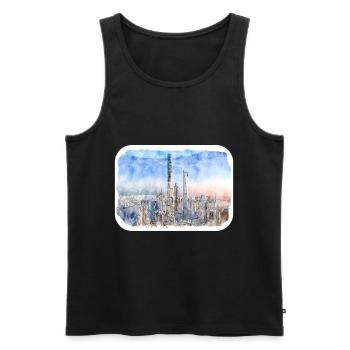 Shanghai Chine Aquarelle Esquisse Dessin Dessiné - Débardeur bio Premium Homme - noir - Devant - Michal (187cm)