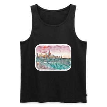 Chicago USA Watercolor Sketch Drawn Illustration - Men's Premium Organic Tank Top - black - Front - Michal (187cm)