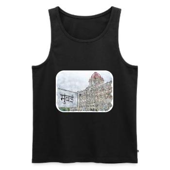 Mumbai India Watercolor Sketch Drawn Painting - Men's Premium Organic Tank Top - black - Front - AI Model Male 178 light (178cm)