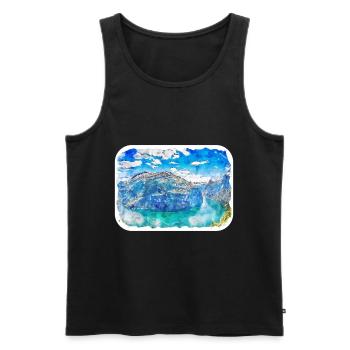 Norvège Aquarelle Esquisse Dessinée à la main Illustration - Débardeur bio Premium Homme - noir - Devant - Michal (187cm)