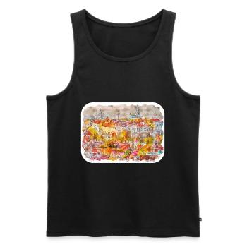 Tallinn Estonia Watercolor Sketch Drawn Illustrati - Men's Premium Organic Tank Top - black - Front - Michal (187cm)
