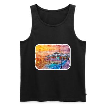 Maldives Watercolor Sketch Hand Drawn Illustration - Men's Premium Organic Tank Top - black - Front - Michal (187cm)