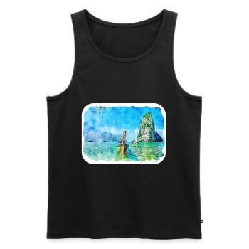 Philippines Aquarelle Sketch Drawn Illustration - Débardeur bio Premium Homme - noir - Devant - AI Model Male 178 light (178cm)