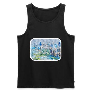 Chicago USA Watercolor Sketch Drawn Illustration - Men's Premium Organic Tank Top - black - Front - Michal (187cm)