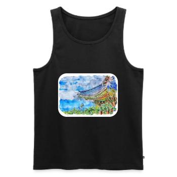 BUSAn South Korea Watercolor Sketch Draw Drawing - Men's Premium Organic Tank Top - black - Front - Michal (187cm)