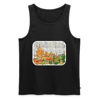 San Miguel De Allende Mexique Aquarelle Esquisse Dra - Débardeur bio Premium Homme - noir - Devant - Michal (187cm)