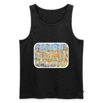 Italy Watercolor Sketch Hand Drawn Illustration - Men's Premium Organic Tank Top - black - Front - Michal (187cm)