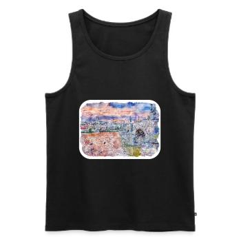 Prager Tschechien Aquarellskizze - Männer Premium Bio Tank Top - Schwarz - Vorne - AI Model Male 178 light (178cm)