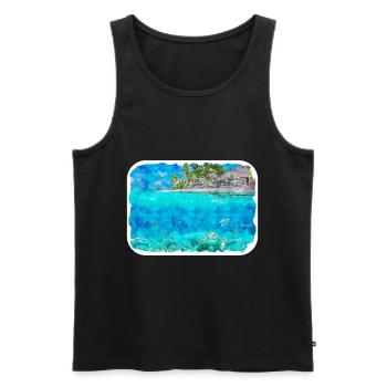 Maldives Watercolor Sketch Hand Drawn Illustration - Men's Premium Organic Tank Top - black - Front - Michal (187cm)