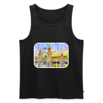 Allemagne Aquarelle Esquisse Dessinée à la main Illustration - Débardeur bio Premium Homme - noir - Devant - Michal (187cm)