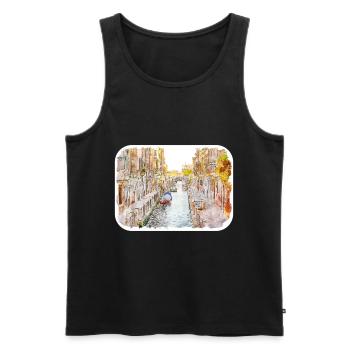 Italy Watercolor Sketch Hand Drawn Illustration - Men's Premium Organic Tank Top - black - Front - Michal (187cm)