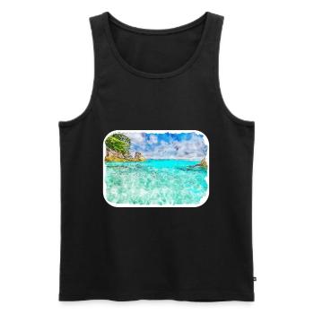 Thaïlande Aquarelle Esquisse Dessinée à la Main Illustration - Débardeur bio Premium Homme - noir - Devant - Michal (187cm)