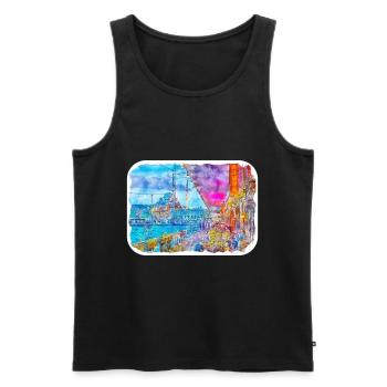 Istanbul Turkey Watercolor Sketch Draw Drawing - Men's Premium Organic Tank Top - black - Front - Michal (187cm)