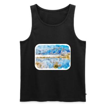 Queenstown Nouvelle-Zélande Aquarelle Sketch Paint - Débardeur bio Premium Homme - noir - Devant - Michal (187cm)