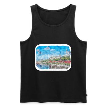 Moscou Russie Aquarelle Sketch Illustration - Débardeur bio Premium Homme - noir - Devant - Michal (187cm)