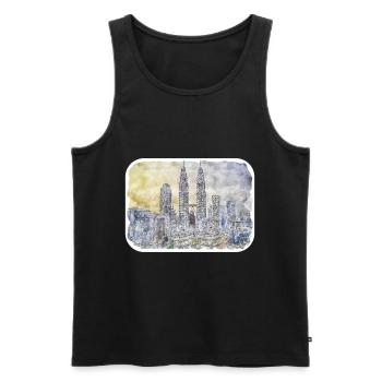 Malaysia Aquarell Skizze handgezeichnete Illustration - Männer Premium Bio Tank Top - Schwarz - Vorne - Michal (187cm)