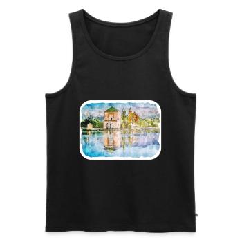 Marrakech Maroc Aquarelle Esquisse Dessinée Paintin - Débardeur bio Premium Homme - noir - Devant - Michal (187cm)