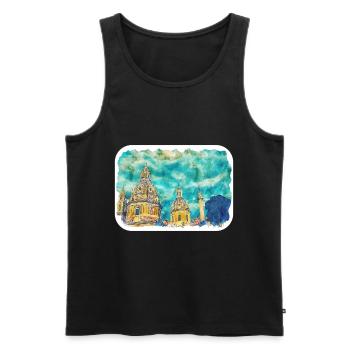 Rome Italie croquis aquarelle peinture dessinée à la main - Débardeur bio Premium Homme - noir - Devant - Michal (187cm)
