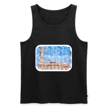 Mumbai India Watercolor Sketch Drawn Painting - Men's Premium Organic Tank Top - black - Front - AI Model Male 178 light (178cm)