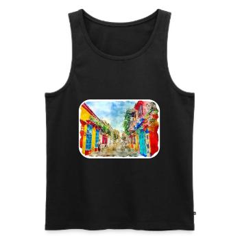 Cartagena Kolumbien Aquarell Skizze Gezeichnet Illustr - Männer Premium Bio Tank Top - Schwarz - Vorne - Michal (187cm)