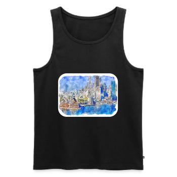 Sydney Australie Aquarelle Esquisse Dessinée Illustrat - Débardeur bio Premium Homme - noir - Devant - AI Model Male 178 light (178cm)